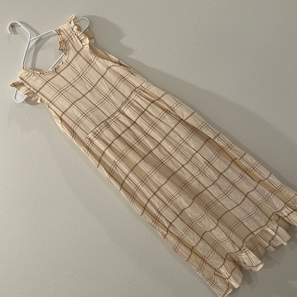 Midi Zip Up Sleeveless Dress Red/Cream Plaid